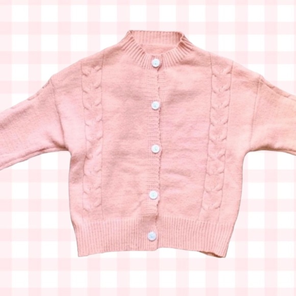 Zaful Pink Cable Knit Button Up Cardigan - Picture 2 of 5